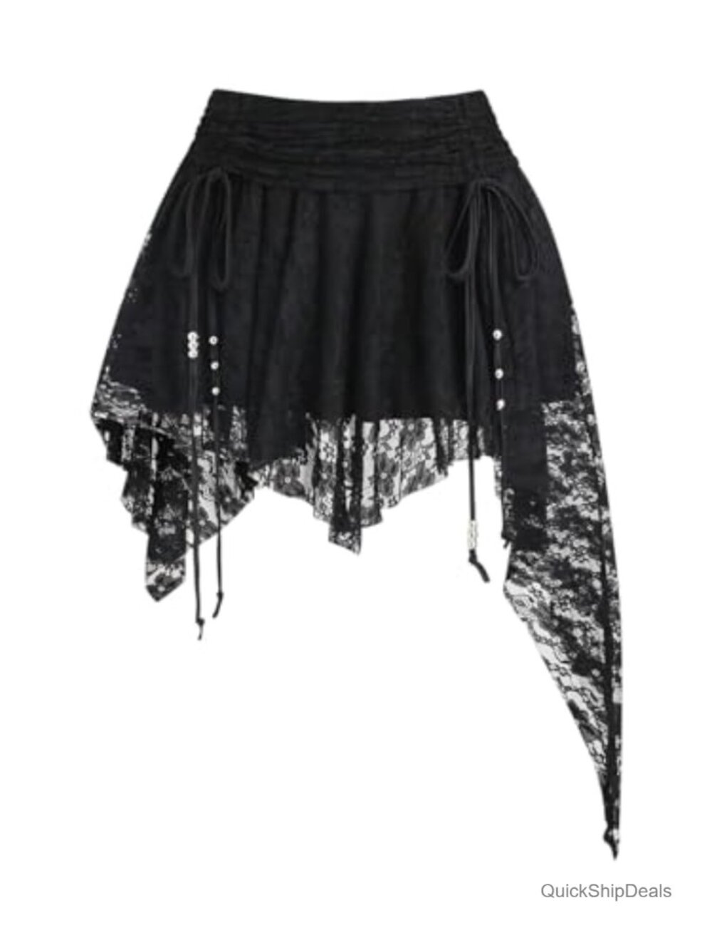 Flowy Asymmetrical Ruffle Ruched Skirt Drawstring Side Summer Night Out - Picture 1 of 5